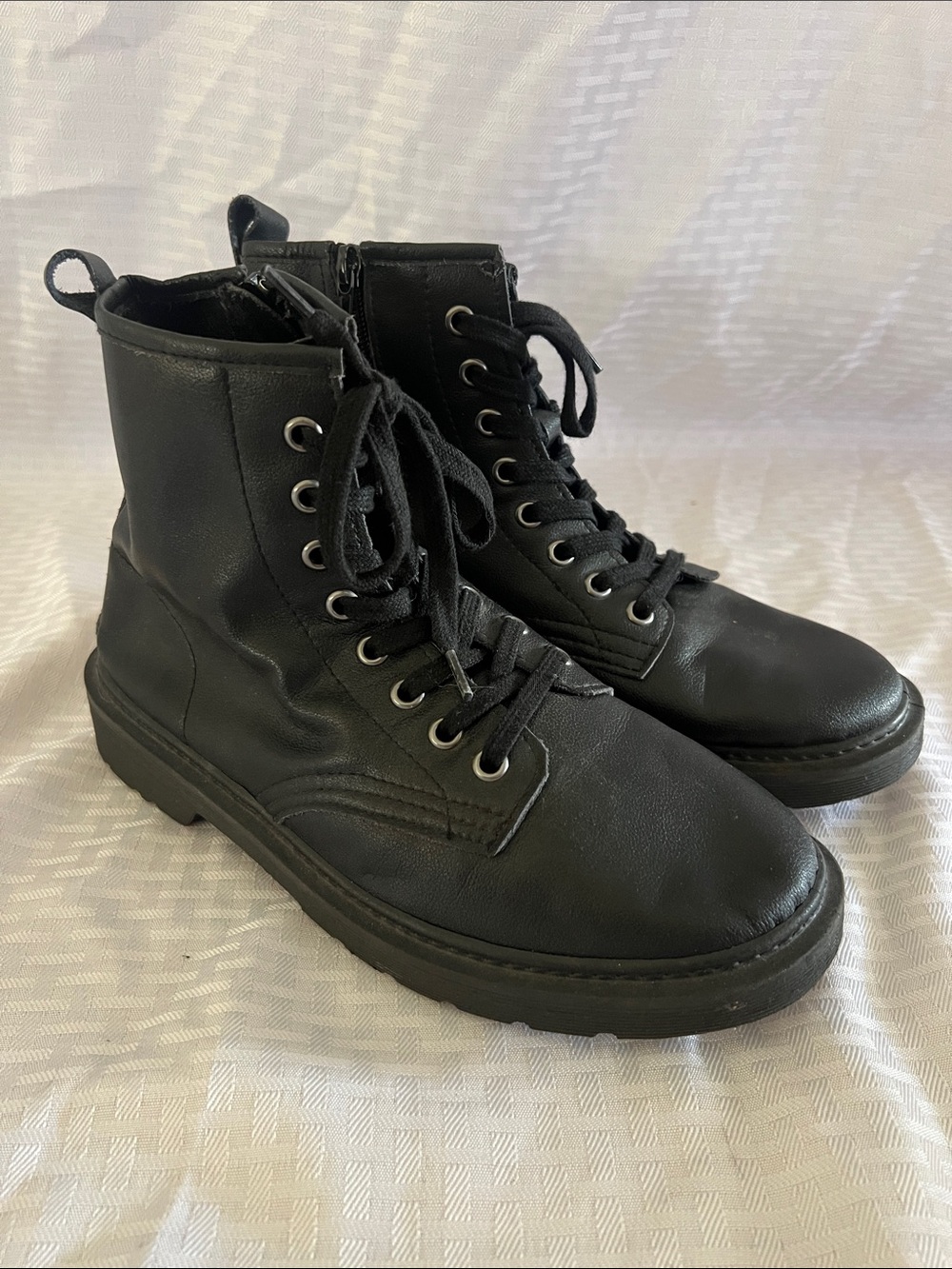 Steve Madden Women’s Black Lace-Up Combat Boots.